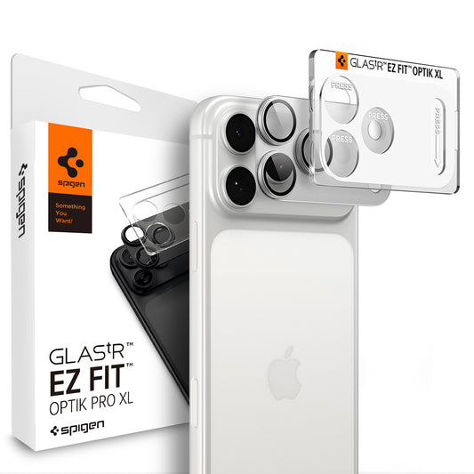 Spigen GlastR EZ FIT Optik Pro XL hátlapi kamera védőfólia Apple iPhone 18 Pro Max készülékhez, edzett üveg, ezüst AGL12042