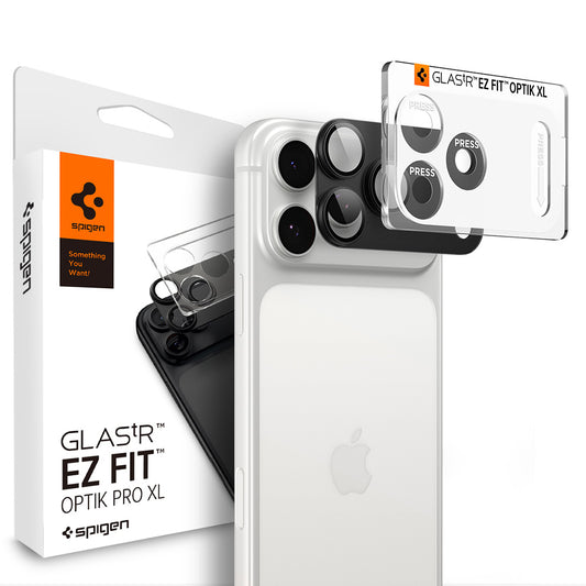 Spigen GlastR EZ FIT Optik Pro XL hátlapi kamera védőfólia Apple iPhone 18 Pro Max készülékhez, edzett üveg, sötétszürke AGL12039
