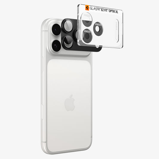 Spigen GlastR EZ FIT Optik Pro XL hátlapi kamera védőfólia Apple iPhone 18 Pro Max készülékhez, edzett üveg, sötétszürke AGL12039