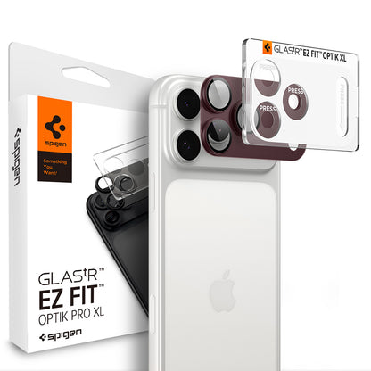 Spigen GlastR EZ FIT Optik Pro XL hátlapi kamera védőfólia Apple iPhone 18 Pro Max készülékhez, edzett üveg, bordó AGL12040
