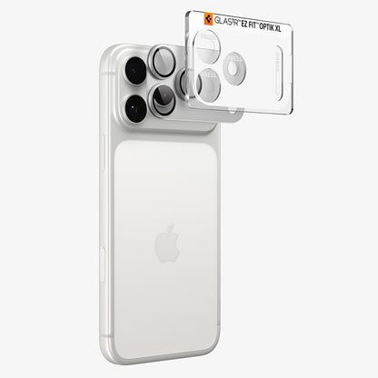 Spigen GlastR EZ FIT Optik Pro XL hátlapi kamera védőfólia Apple iPhone 18 Pro-hoz, edzett üveg, ezüst AGL12038