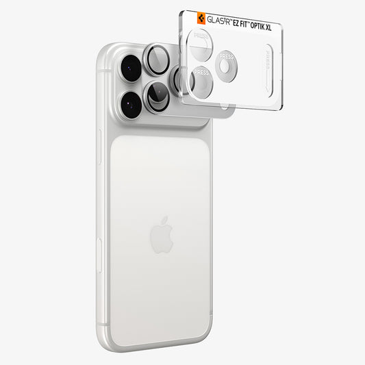 Spigen GlastR EZ FIT Optik Pro XL hátlapi kamera védőfólia Apple iPhone 18 Pro-hoz, edzett üveg, ezüst AGL12038
