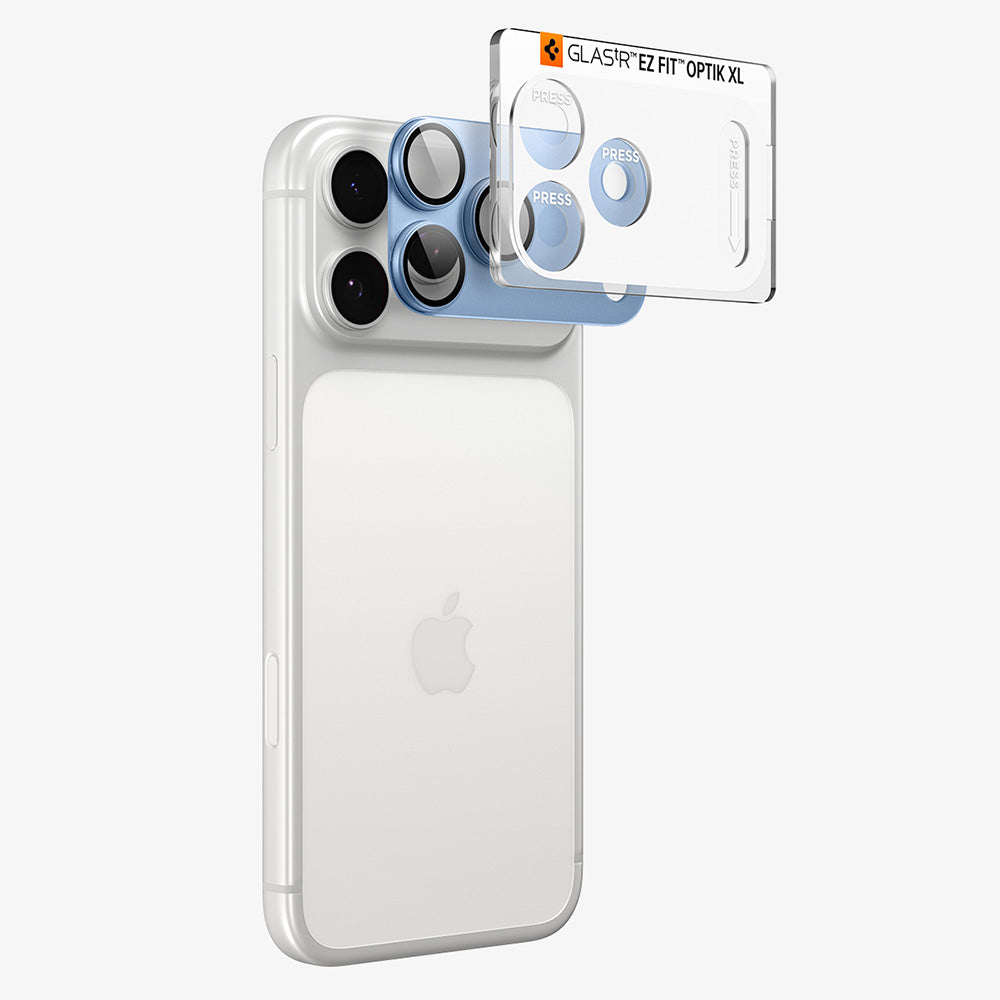 Spigen GlastR EZ FIT Optik Pro XL hátlapi kamera védőfólia Apple iPhone 18 Pro-hoz, edzett üveg, kék AGL12037