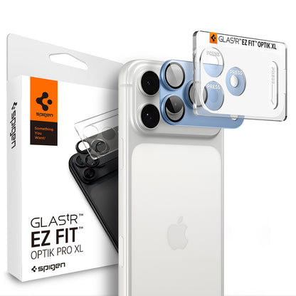Spigen GlastR EZ FIT Optik Pro XL hátlapi kamera védőfólia Apple iPhone 18 Pro-hoz, edzett üveg, kék AGL12037