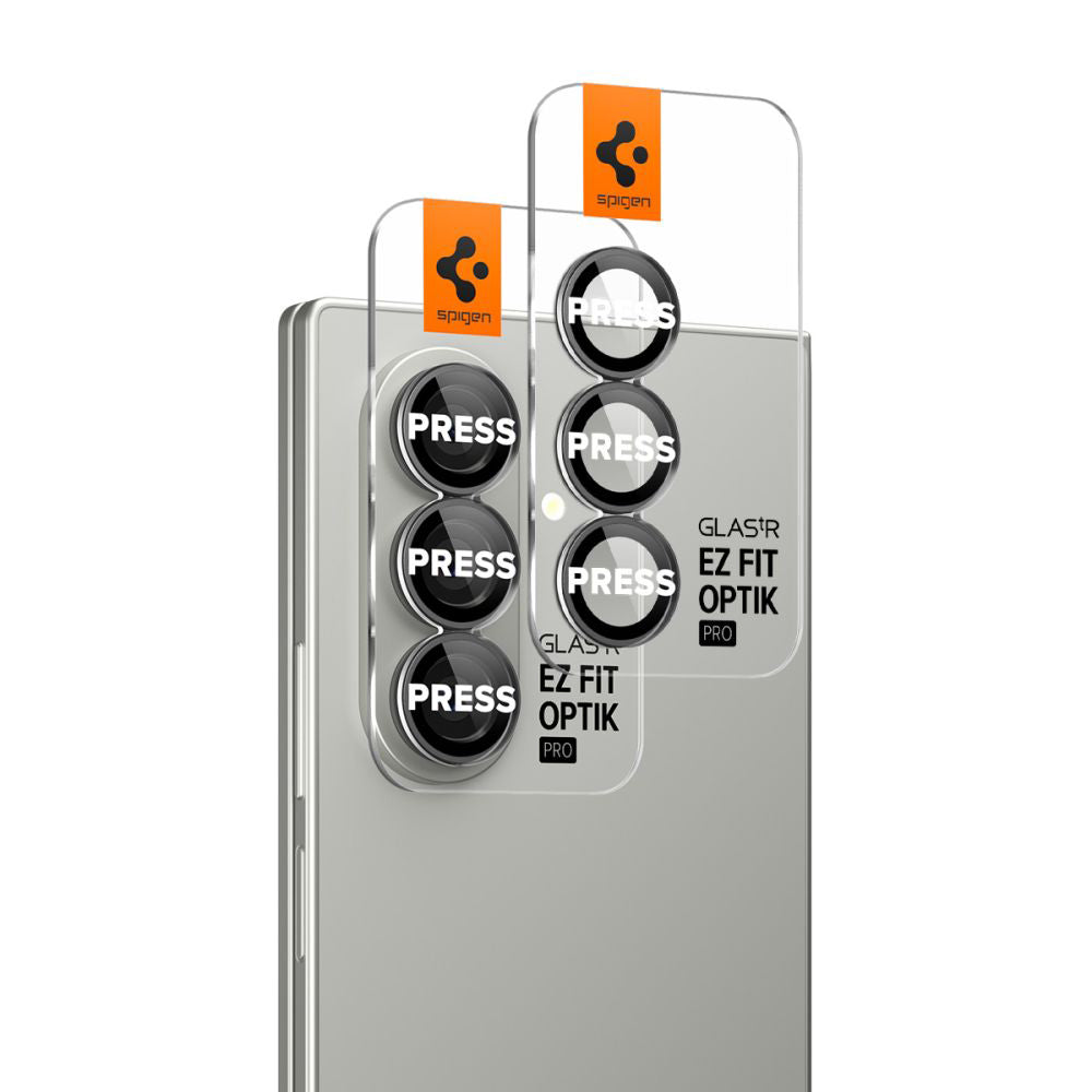 Spigen GlastR EZ FIT Optik Pro HD hátsó kamera védőfólia Samsung Galaxy Z Fold7 F966-hoz, Edzett üveg, 2 darabos készlet, Fekete AGL09581