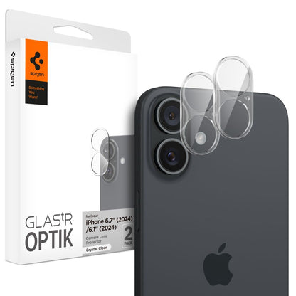 Spigen GlastR Optik hátlapi kamera védőfólia Apple iPhone 16 Plus / 16 készülékhez, edzett üveg, 2 darabos készlet, átlátszó AGL07923