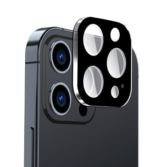 Techsuit hátlapi kamera védőfólia Apple iPhone 15 Pro Max / 15 Pro készülékhez, edzett üveg, fekete