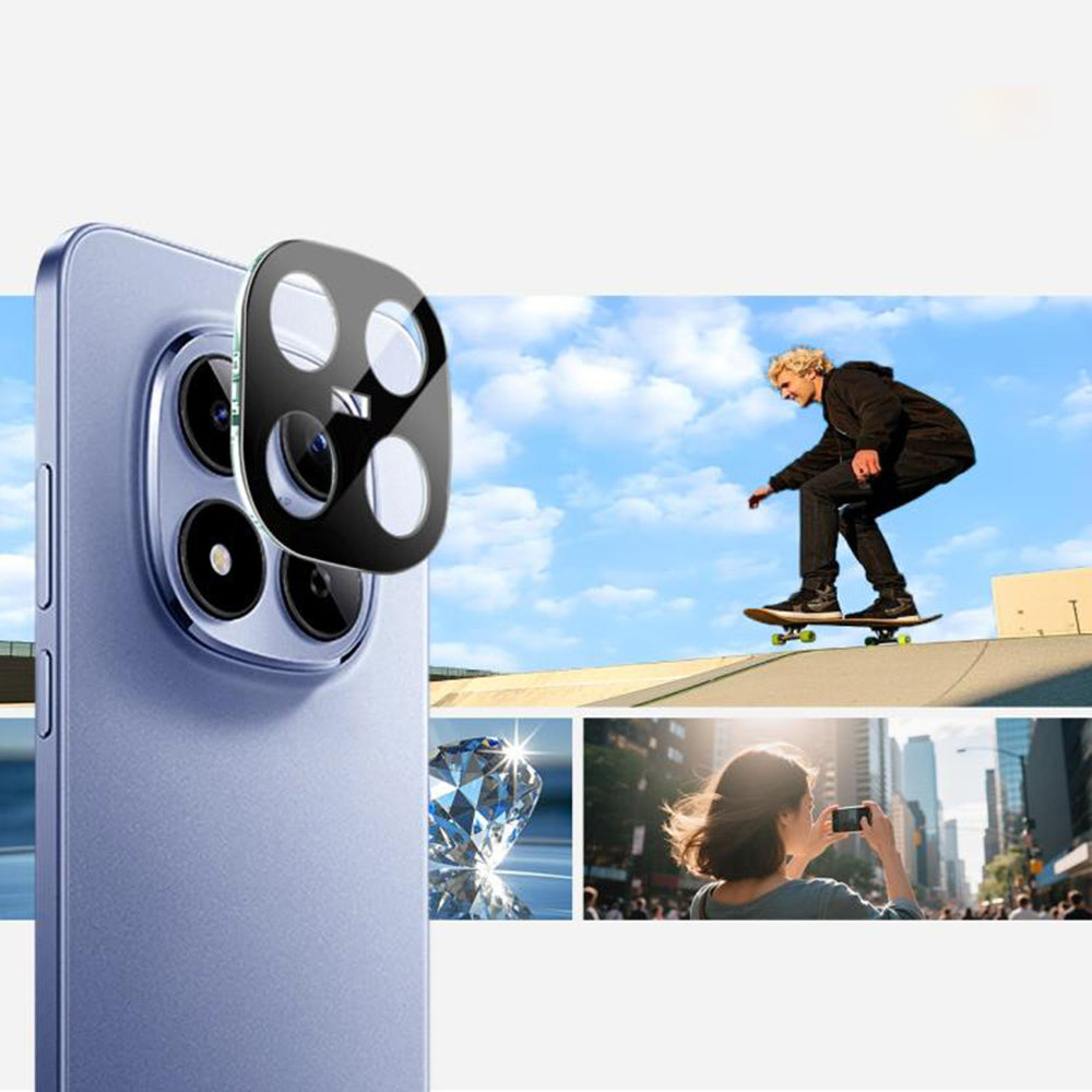 Techsuit hátsó kamera védőfólia Xiaomi Poco M8 Pro / Redmi Note 15 Pro+ 5G készülékhez, Edzett üveg, Fekete