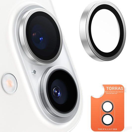 Torras Lensguard hátsó kamera védőfólia Apple iPhone 16 Plus / 16-hez, Edzett üveg, Metálszürke