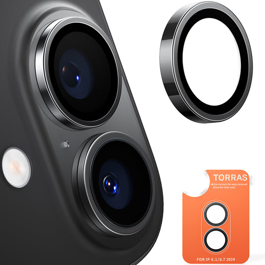 Torras Lensguard hátsó kamera védőfólia Apple iPhone 16 Plus / 16 készülékhez, Edzett üveg, Fekete
