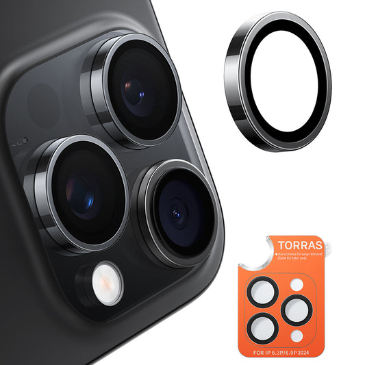 Torras Lensguard hátlapi kamera védőfólia Apple iPhone 16 Pro Max / 16 Pro készülékhez, edzett üveg, fekete