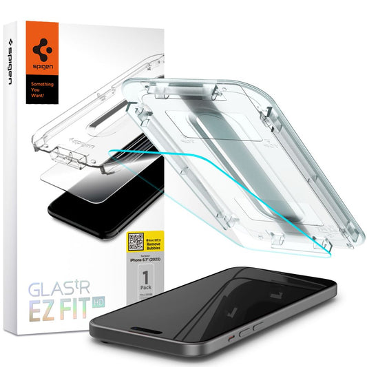 Spigen GlastR EZ FIT HD képernyővédő fólia Apple iPhone 15-höz, Edzett üveg, Teljes ragasztás, 2.5D AGL06907
