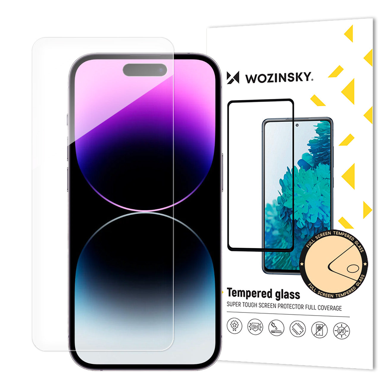 WZK képernyővédő fólia Apple iPhone 15 Pro Max készülékhez, edzett üveg, teljes ragasztóval