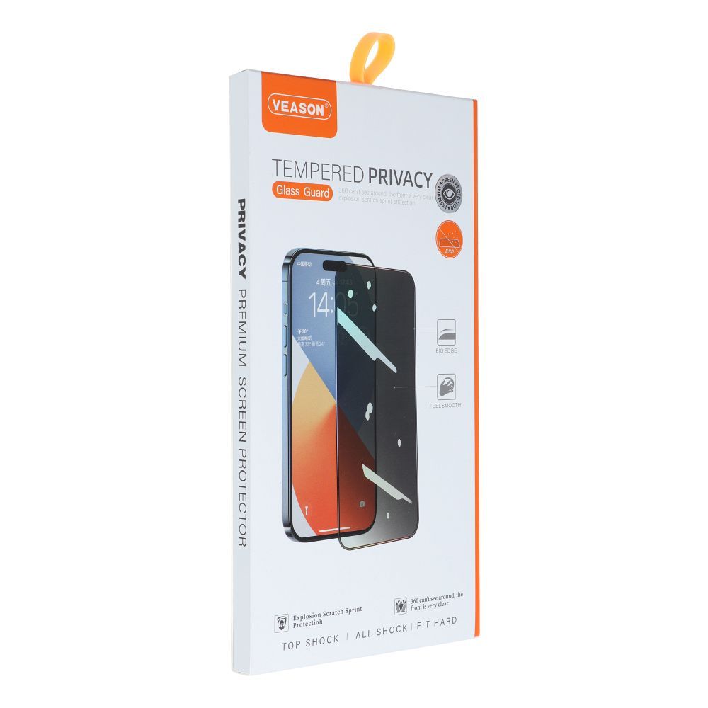 Veason Privacy Screen Protector for Apple iPhone 15 Pro Max, Tempered Glass, Full Glue, 6D