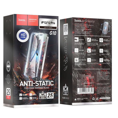 HOCO védőfólia Apple iPhone 12 Pro Max készülékhez, Edzett üveg, Teljes ragasztás, 25 darabos készlet, Fekete