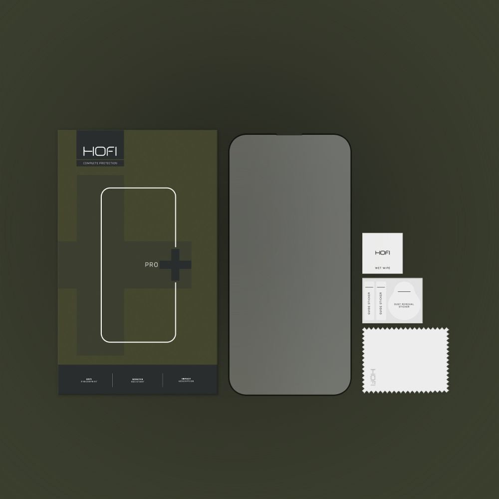 HOFI PRO+ képernyővédő fólia Apple iPhone 14 Pro-hoz, Edzett üveg, Teljes ragasztó, Fekete