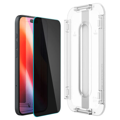 Privacy Spigen GlastR EZ FIT védőfólia Apple iPhone 16 / 15 készülékhez, Edzett üveg, Teljes ragasztás, 2 darabos készlet AGL06905