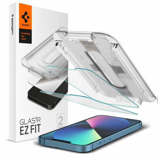 Spigen GlastR EZ FIT védőfólia Apple iPhone 17e / 16e / 14 / 13 Pro készülékekhez, Edzett üveg, Teljes ragasztás, 2 darabos készlet AGL03385