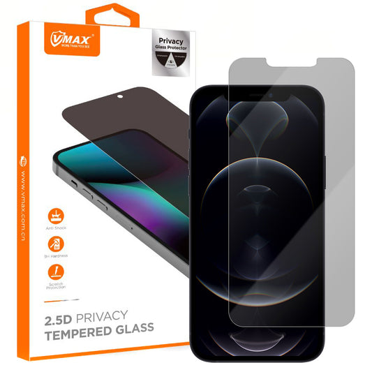 Privacy Vmax képernyővédő fólia Apple iPhone 12 Pro Max készülékhez, Edzett üveg, Teljes ragasztás, 2.5D