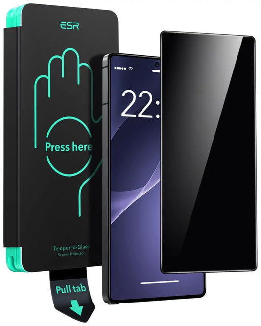 ESR Privacy képernyővédő fólia Samsung Galaxy S25 Ultra S938-hez, Edzett üveg, Teljes ragasztás