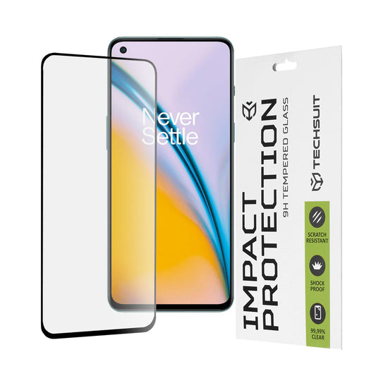 Techsuit képernyővédő fólia OnePlus Nord 2T / Nord CE 5G / Nord 2 5G készülékekhez, edzett üveg, teljes ragasztó, 111D, fekete