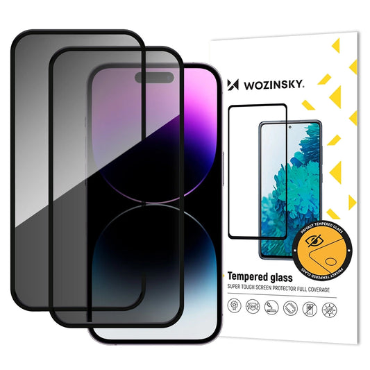 Privacy WZK AntiSpy védőfólia Apple iPhone 17 / 16 Pro készülékhez, Edzett üveg, Teljes ragasztás, 2 darabos készlet