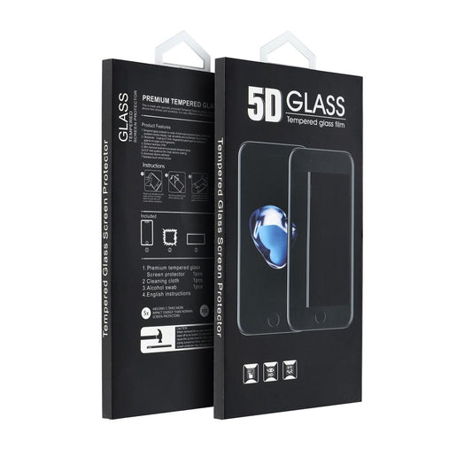 OEM képernyővédő fólia Samsung Galaxy A07 4G A075-hez, edzett üveg, teljes ragasztó, 5D, fekete