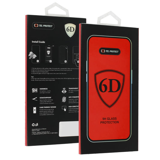 OEM képernyővédő fólia Samsung Galaxy A07 4G A075 / A06 A065 / A05 A055 készülékhez, Edzett üveg, Teljes ragasztó, 6D, Fekete