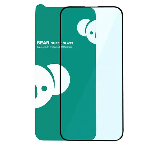 Bear Super Hard képernyővédő fólia Apple iPhone 17-hez, Edzett üveg, Teljes ragasztó, 3D, Fekete