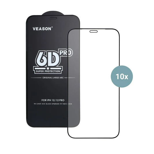 Veason PRO képernyővédő fólia Apple iPhone 17 Pro-hoz, edzett üveg, teljes ragasztó, 10 darabos készlet, 6D, fekete