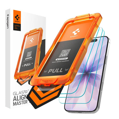 Spigen GlastR Align Master Slim képernyővédő fólia Apple iPhone 17-hez, Edzett üveg, Teljes ragasztás, 3 darabos készlet