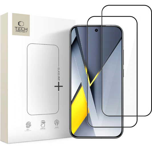 Tech-Protect FIT+ képernyővédő fólia Xiaomi Poco F8 Ultra készülékhez, edzett üveg, teljes ragasztó, 2 darabos készlet, 2.5D, fekete