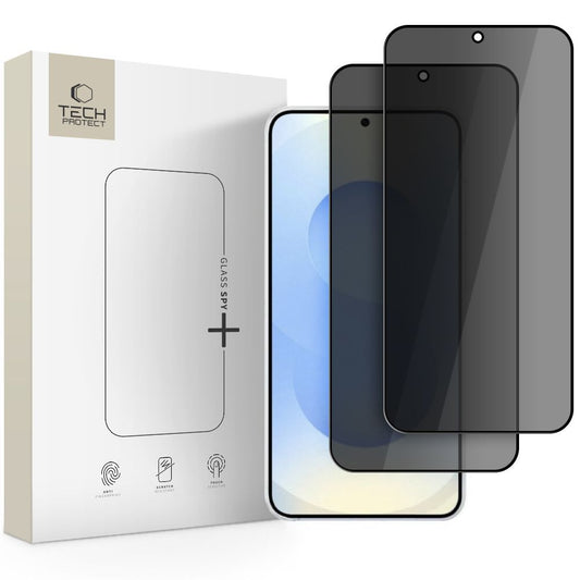 Privacy Tech-Protect Spy+ képernyővédő fólia Samsung Galaxy S26 S942-hez, Edzett üveg, Teljes ragasztás, 2 darabos készlet