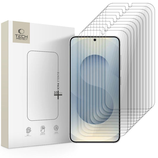 Tech-Protect képernyővédő fólia Samsung Galaxy S25 S931 / S24 S921 készülékekhez, Edzett üveg, Teljes ragasztás, 10 darabos készlet