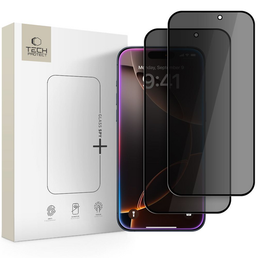 Privacy Tech-Protect Spy+ képernyővédő fólia Apple iPhone 17 Pro Max / 16 Pro Max készülékhez, edzett üveg, teljes ragasztó, 2 darabos készlet