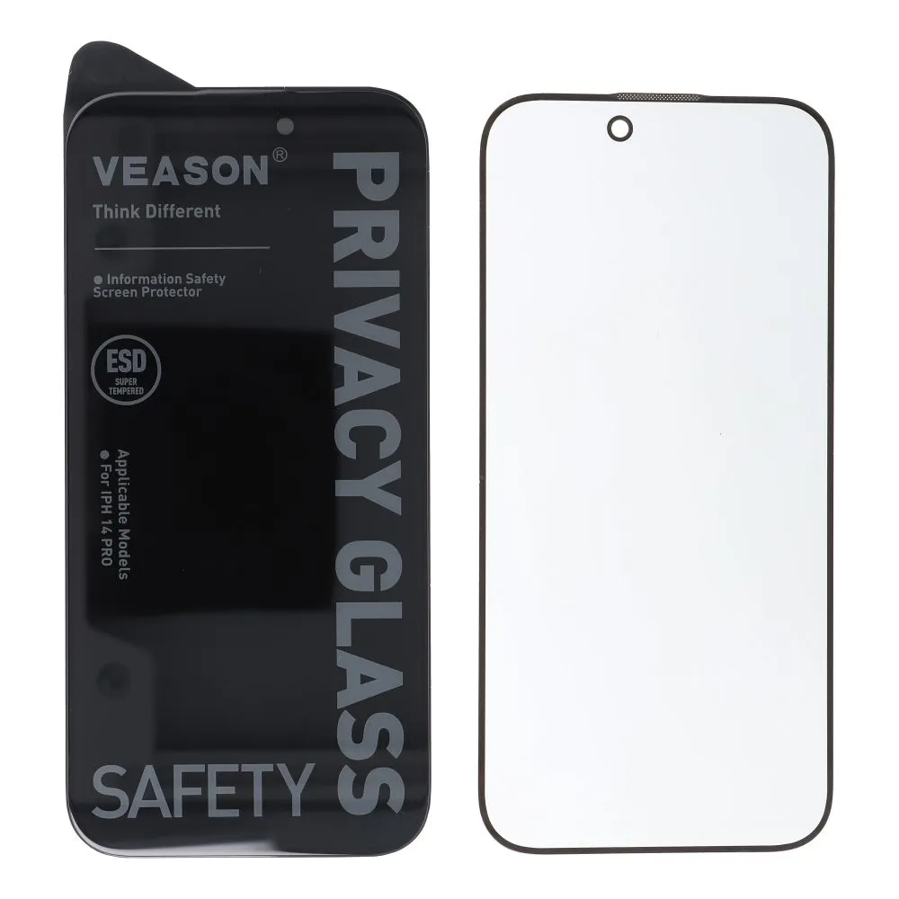 Veason Privacy képernyővédő fólia Apple iPhone 12 / 12 Pro készülékhez, edzett üveg, teljes ragasztó, 6D