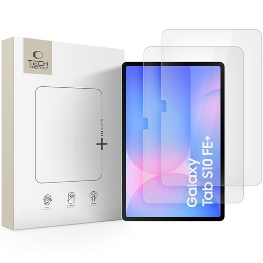 Tech-Protect FIT+ védőfólia Samsung Galaxy Tab S10 FE+ készülékhez, Edzett üveg, Teljes ragasztás, 2 darabos készlet, 2.5D