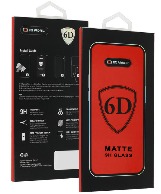 OEM matt képernyővédő fólia Apple iPhone 18 Pro-hoz, edzett üveg, teljes ragasztó, 6D, fekete