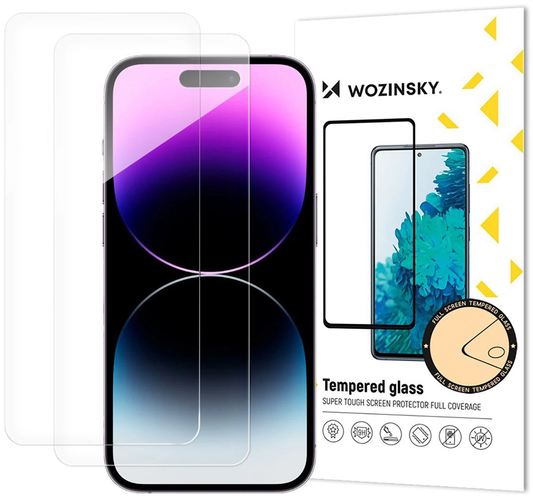 WZK képernyővédő fólia Apple iPhone 18 Pro / 17 Pro / 16 Pro készülékekhez, edzett üveg, teljes ragasztó, 2 darabos készlet