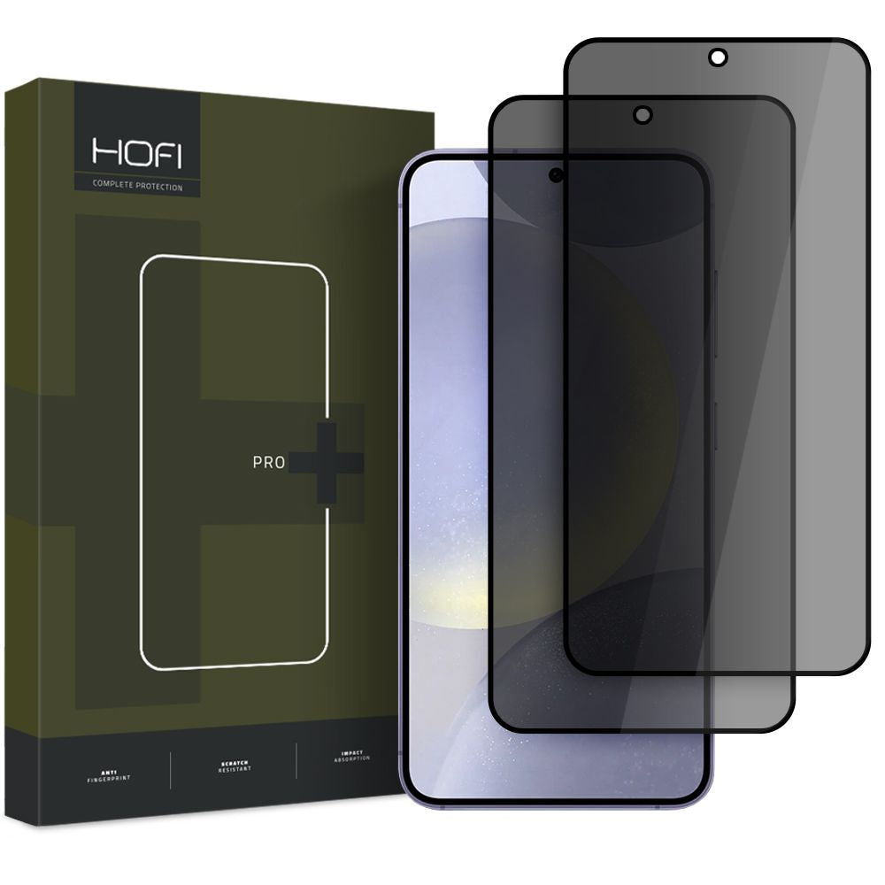 Privacy HOFI Glass PRO+ képernyővédő fólia Samsung Galaxy S25 S931-hez, Edzett üveg, Teljes ragasztó, 2 darabos készlet