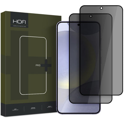 Privacy HOFI Glass PRO+ képernyővédő fólia Samsung Galaxy S25 S931-hez, Edzett üveg, Teljes ragasztó, 2 darabos készlet