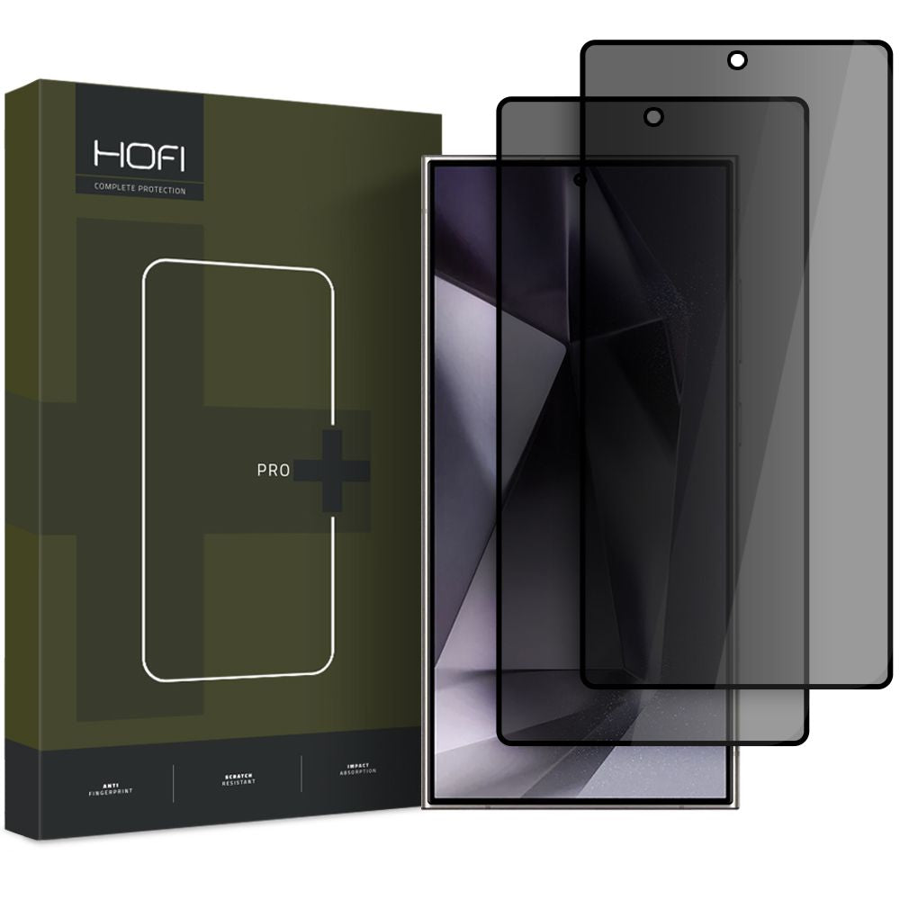 Privacy HOFI Glass PRO+ képernyővédő fólia Samsung Galaxy S25 Ultra S938-hoz, Edzett üveg, Teljes ragasztó, 2 darabos készlet