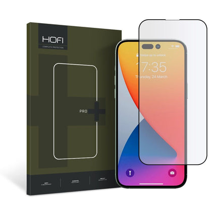 HOFI PRO+ képernyővédő fólia Apple iPhone 14 Pro-hoz, Edzett üveg, Teljes ragasztó, Fekete