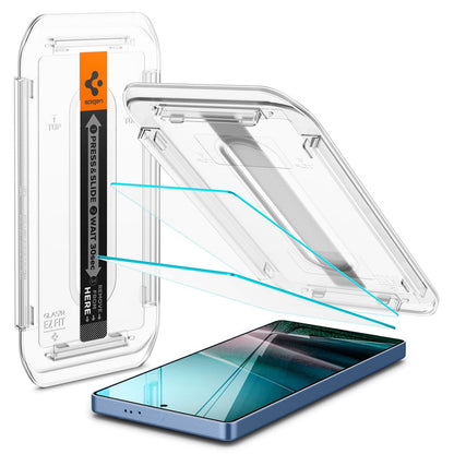 Spigen GlastR EZ FIT HD képernyővédő fólia Samsung Galaxy S25 Ultra S938 készülékhez, Edzett üveg, Teljes ragasztás, 2 darabos készlet AGL09082