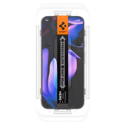 Spigen GlastR EZ FIT Privacy képernyővédő fólia Google Pixel 9 / 9 Pro készülékhez, edzett üveg, teljes ragasztó, 2 darabos készlet