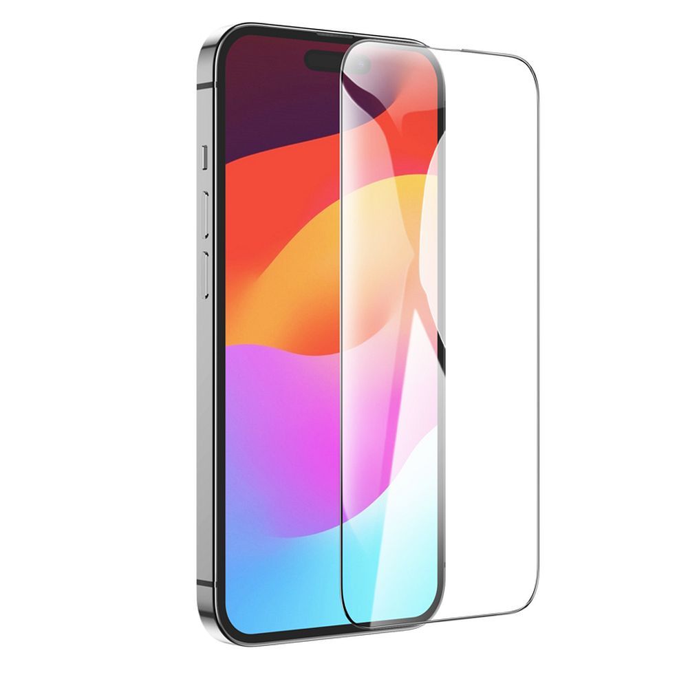 HOCO G14 képernyővédő fólia Apple iPhone 15 Pro-hoz, Edzett üveg, Teljes ragasztás, 10 darabos készlet, 5D, Fekete