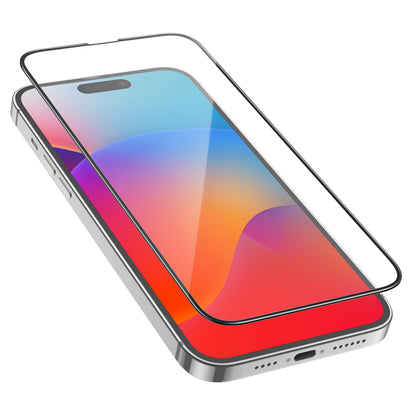 HOCO G16 védőfólia Apple iPhone 15 Pro Max készülékhez, Edzett üveg, Teljes ragasztás, 5D, Fekete