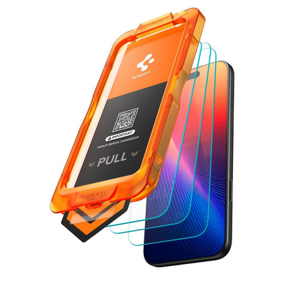 Spigen GlastR Align Master Slim képernyővédő fólia Apple iPhone 17 Pro Max készülékhez, Edzett üveg, Teljes ragasztás, 3 darabos készlet