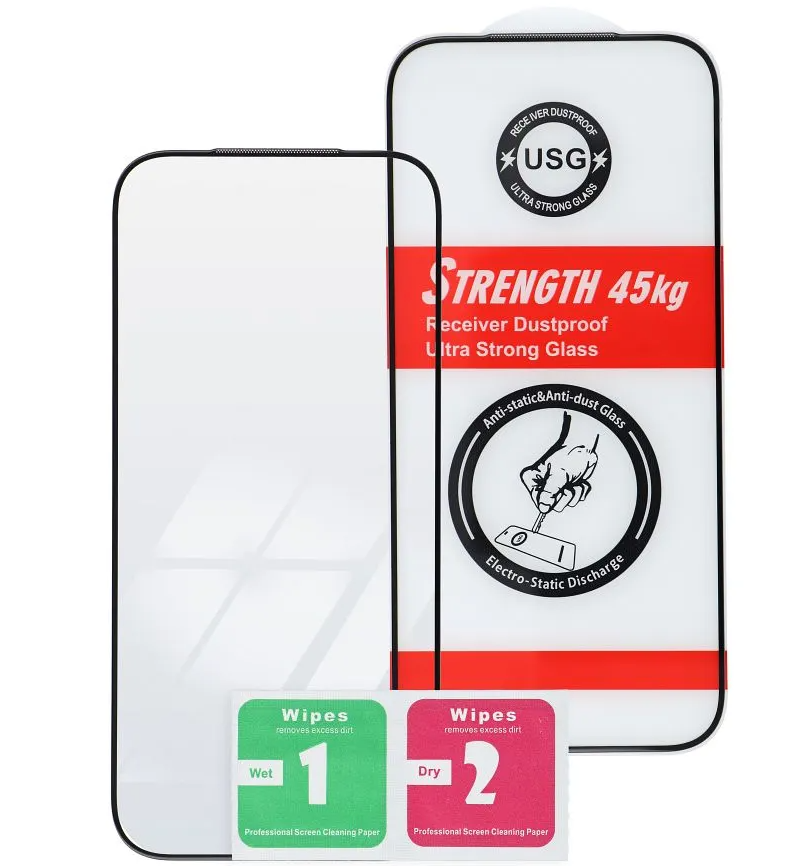 OEM Ultra Strong 45KG képernyővédő fólia Samsung Galaxy A05s A057 készülékhez, edzett üveg, teljes ragasztó, 2.5D, fekete