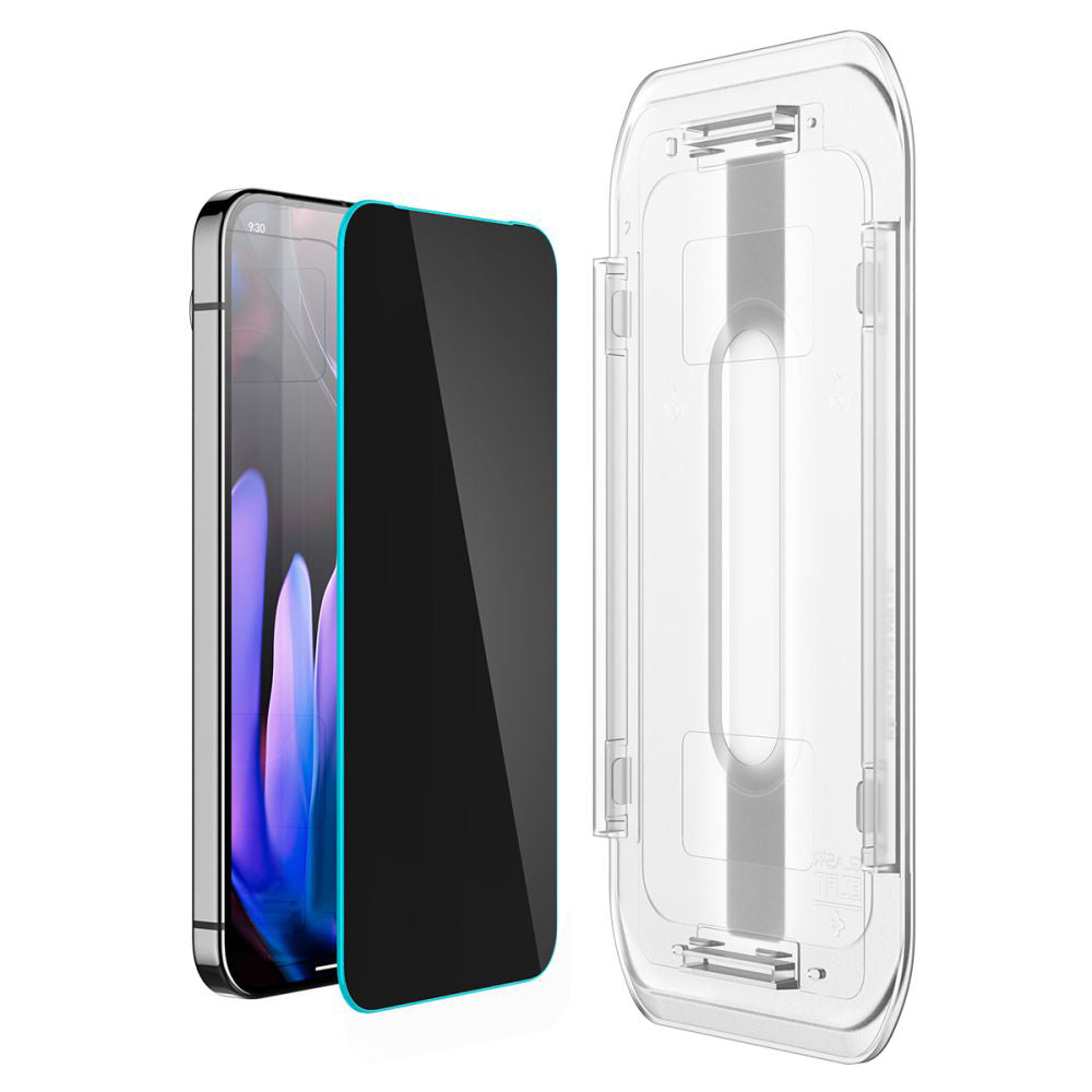 Spigen GlastR EZ FIT Privacy képernyővédő fólia Google Pixel 9 Pro XL-hez, edzett üveg, teljes ragasztó, 2 darabos készlet AGL09313